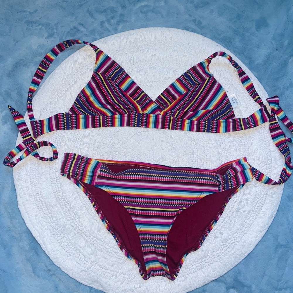 Mossimo Colorful Striped Bikini Set — Size L